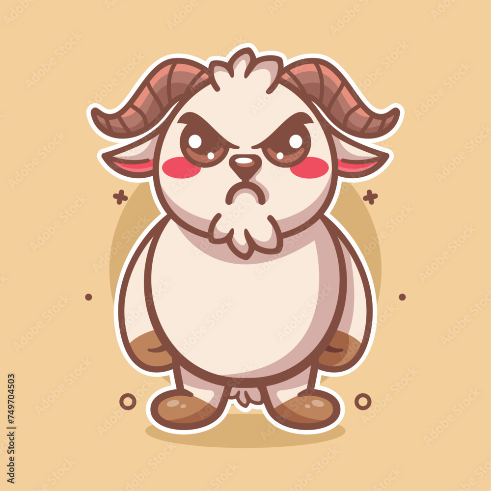 serious goat animal character mascot with angry expression isolated cartoon serious goat animal character mascot with angry expression isolated cartoon