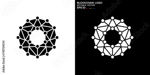 Modern vector template of blockchain logo, connection, internet, data, analysis, technology, EPS 10