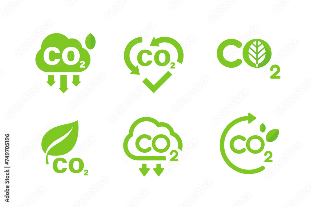 CO2 Neutral Logo Carbon Emission Icon CO2 Neutral Logo Carbon Emission Icon