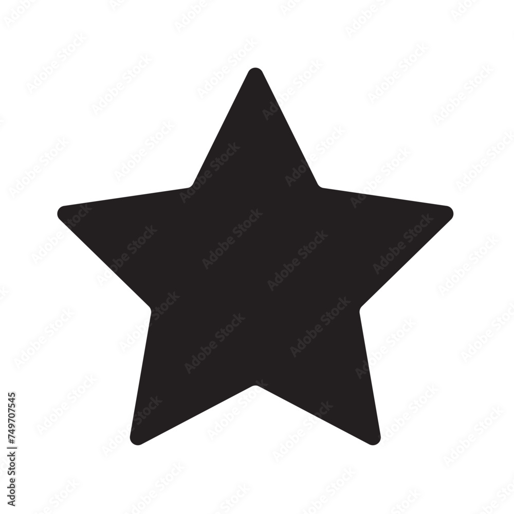 Five-pointed black star icon. Vector star symbol. Simple flat style concept. Modern isolated button. For web site application game mobile apps business solution marketing. Five-pointed black star icon. Vector star symbol. Simple flat style concept. Modern isolated button. For web site application game mobile apps business solution marketing.