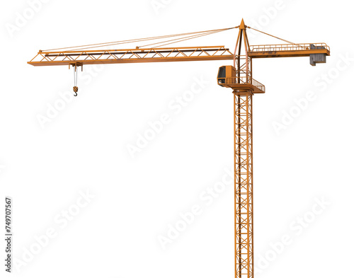 Construction Crane isolated or yellow tower crane isolated on transparency background.
