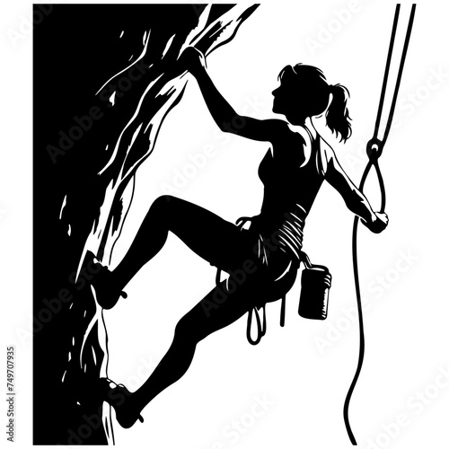 Female Rock Climber Silhouette.