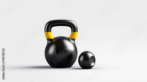 Photo of black Kettlebell with yellow markings