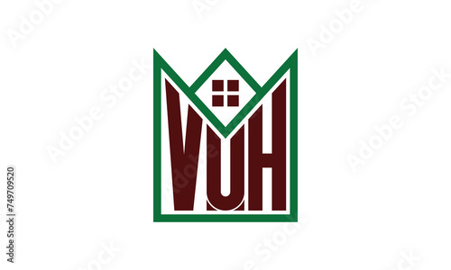 VUH initial letter real estate builders logo design vector. construction, housing, home marker, property, building, apartment, flat, compartment, business, corporate, house rent, rental, commercial photo