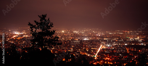 Night city scape at top view point of Skopje  North Macedonia