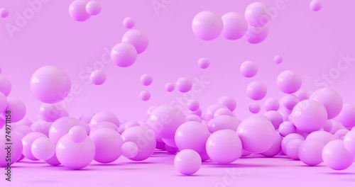 Falling and Bouncing Spheres Animation. 4k resolution 3d motion video background.