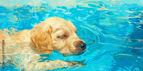 puppy in pool, generative AI