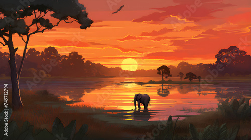 The Breathtaking Wilderness: A Sneaky Peek into The Lake Paradise of The Animal Kingdom at Dusk © Jonathan
