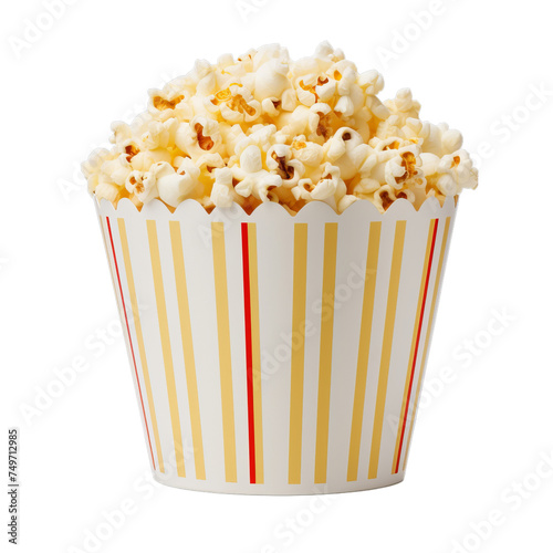 Blank cardboard popcorn bucket isolated on transparent background, png