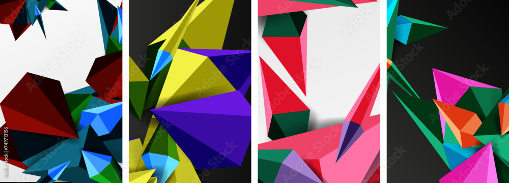 Triangle abstract concepts poster set with geometric minimal designs Triangle abstract concepts poster set with geometric minimal designs