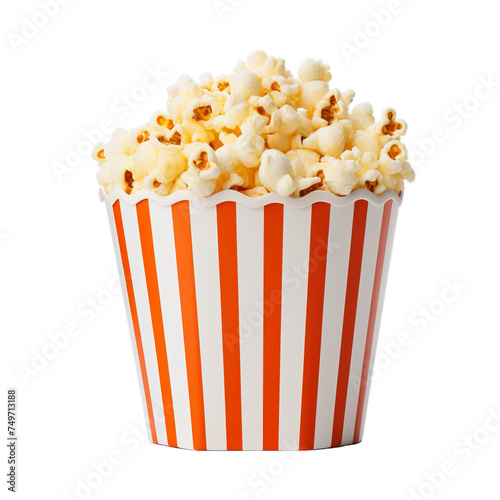 Blank cardboard popcorn bucket isolated on transparent background, png