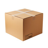 Blank cardboard box isolated on transparent background, png