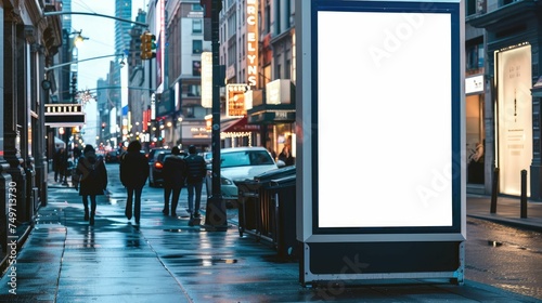 white blank advertising billboard. street mockup panel. digital lightbox poster ad banner board. bus shelter advertising photo