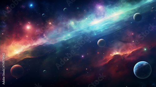 Planets and galaxy  science fiction wallpaper.