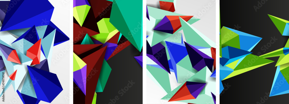 Triangle abstract concepts poster set with geometric minimal designs Triangle abstract concepts poster set with geometric minimal designs