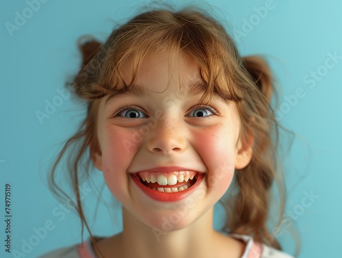 Joyful young girl, smiling brightly Isolated Background, Cheerful, Happy