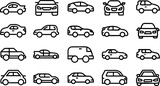 Automobile and car dealer editable stroke outline icon isolated on white background flat vector illustration