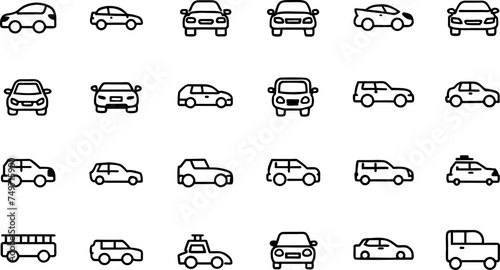 Automobile and car dealer editable stroke outline icon isolated on white background flat vector illustration