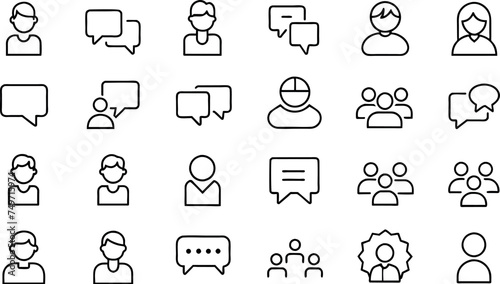 Dialogue, communication, conversation or chatting related editable stroke outline icon 