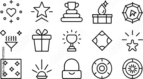 Exclusive benefit, prize, incentive, reward editable stroke outline icons set