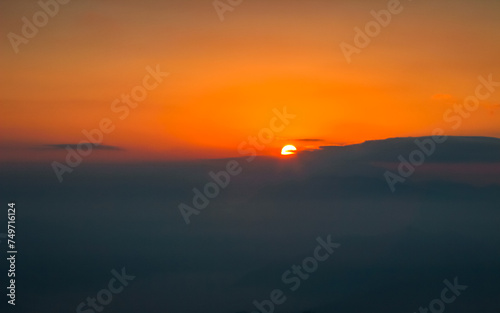 Landscape gloomy view of Sunrise in Nepal.