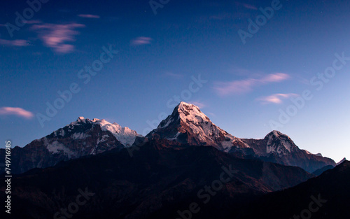 Landscape view of Mount Annapurna south range in Nepal.
