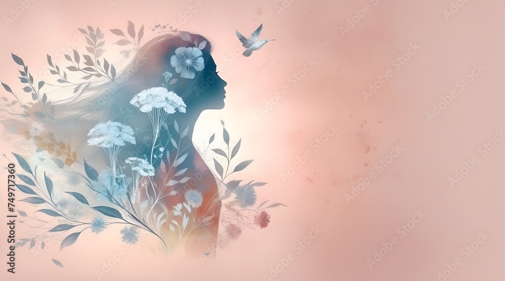 Ethereal Floral Women Silhouette for International Women's Day