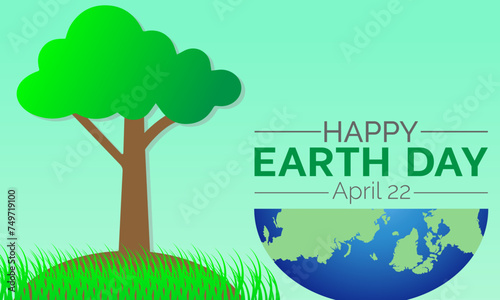 Earth Day Celebrated every year of April 22, Vector banner, flyer, poster and social medial template design.