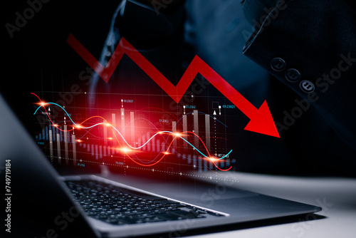 Bilde på lerret Economic crisis and global economic recession