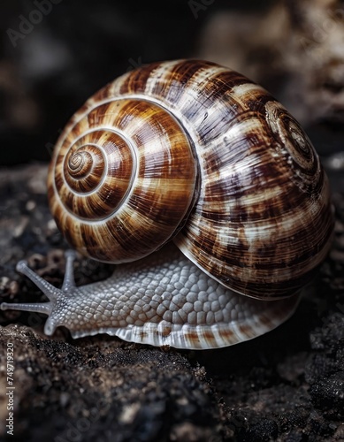 Glistening Snail on a Rocky Surface