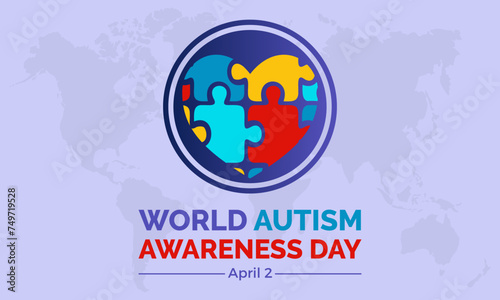 National Autism Awareness Month Observed every year of April, Vector banner, flyer, poster and social medial template design.