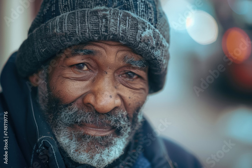  Portrait of a Wise Elderly Man with Kind Eyes in Winter Attire