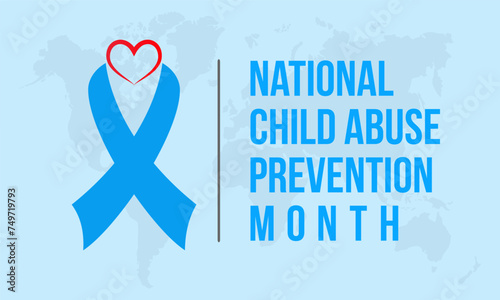 National Child Abuse Prevention Month Observed every year of April, Vector banner, flyer, poster and social medial template design. photo