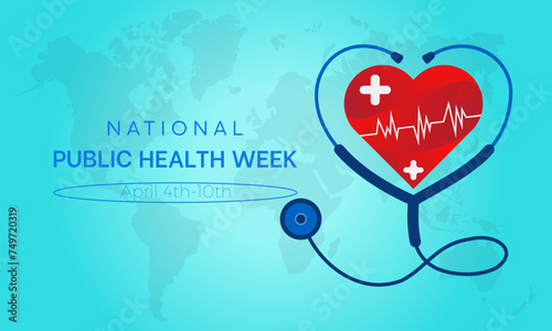 National Public Health Week Observed every year of April 1 to April 7, Vector banner, flyer, poster and social medial template design.