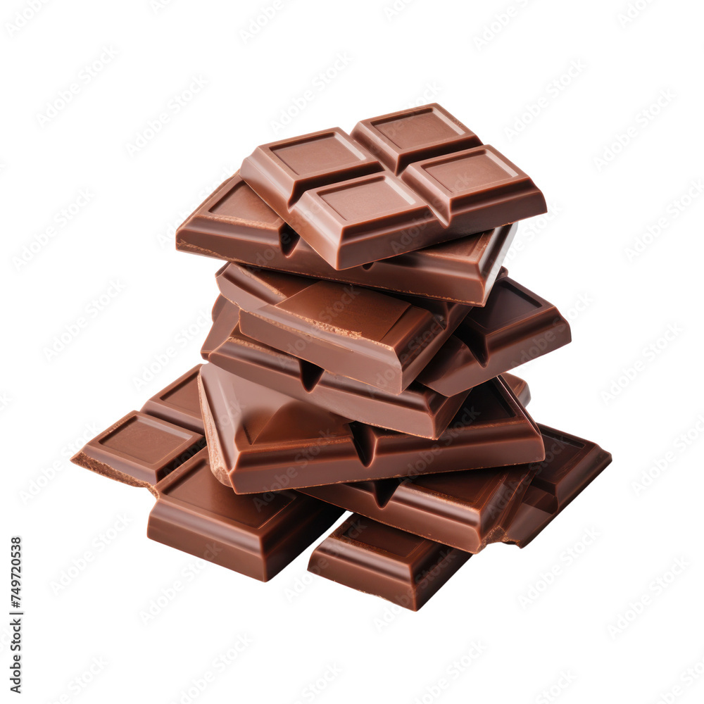 Milk chocolate Isolated on transparent background