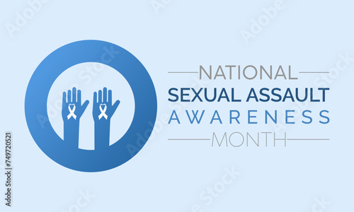 National Sexual Assault Awareness Month Observed every year of April, Vector banner, flyer, poster and social medial template design.