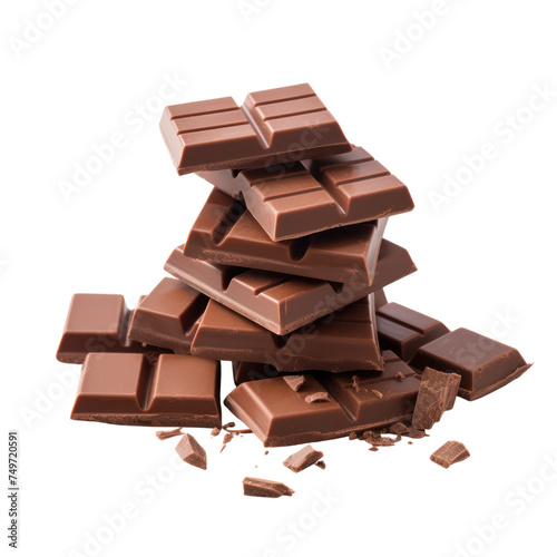 Milk chocolate Isolated on transparent background