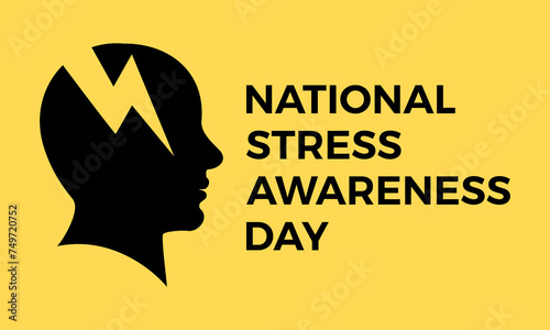 National Stress Awareness Day Observed every year of April 16 and November 6, Vector banner, flyer, poster and social medial template design.