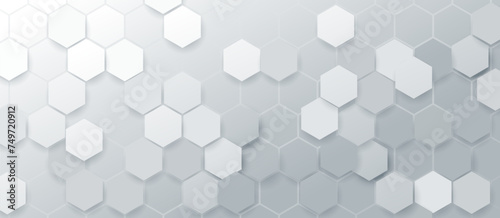 Fototapeta Naklejka Na Ścianę i Meble -  Abstract white hexagon texture background. Clean futuristic technology banner. Modern minimal trendy horizontal. Vector illustration