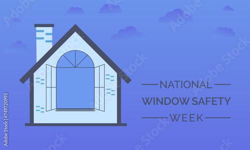 National Window Safety Week celebrated every year of April 4th-10th, Vector banner, flyer, poster and social medial template design.