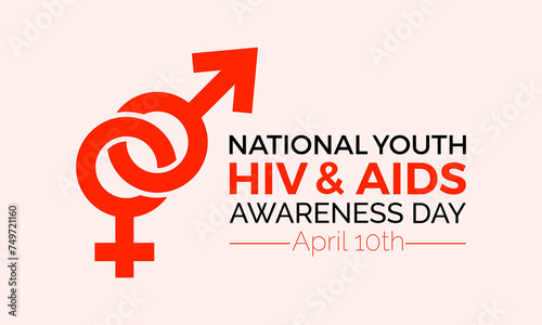 National Youth HIV & AIDS Awareness Day Observed every year of April 10, Vector banner, flyer, poster and social medial template design.