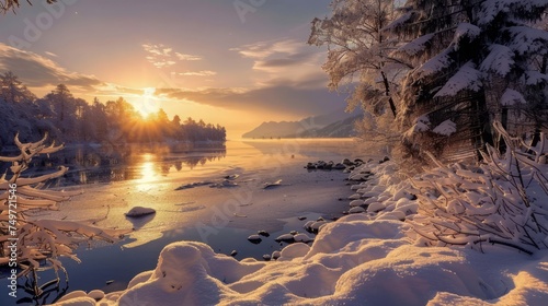 Beautiful capture the freshness and renewal of winter  photo
