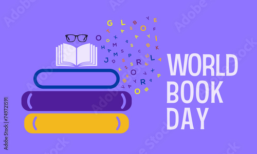 World Book Day celebrated every year of April 23, Vector banner, flyer, poster and social medial template design.