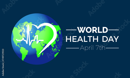 World Health Day Observed every year of April 7, Vector banner, flyer, poster and social medial template design.