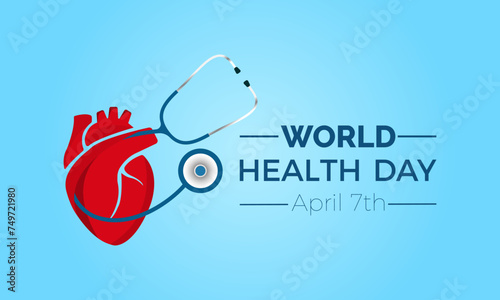 World Health Day Observed every year of April 7, Vector banner, flyer, poster and social medial template design.