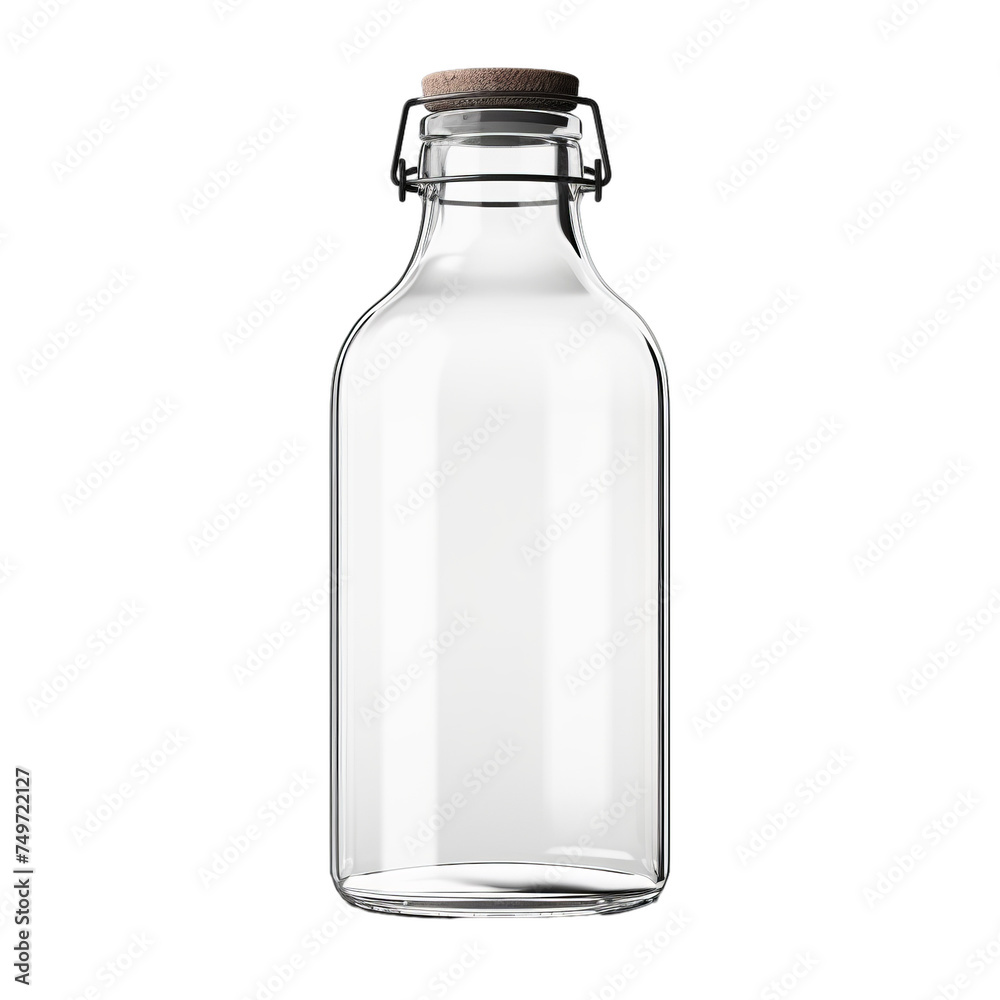 blank glass bottle with a swing-top lid and rubber gasket isolated on transparent background, png
