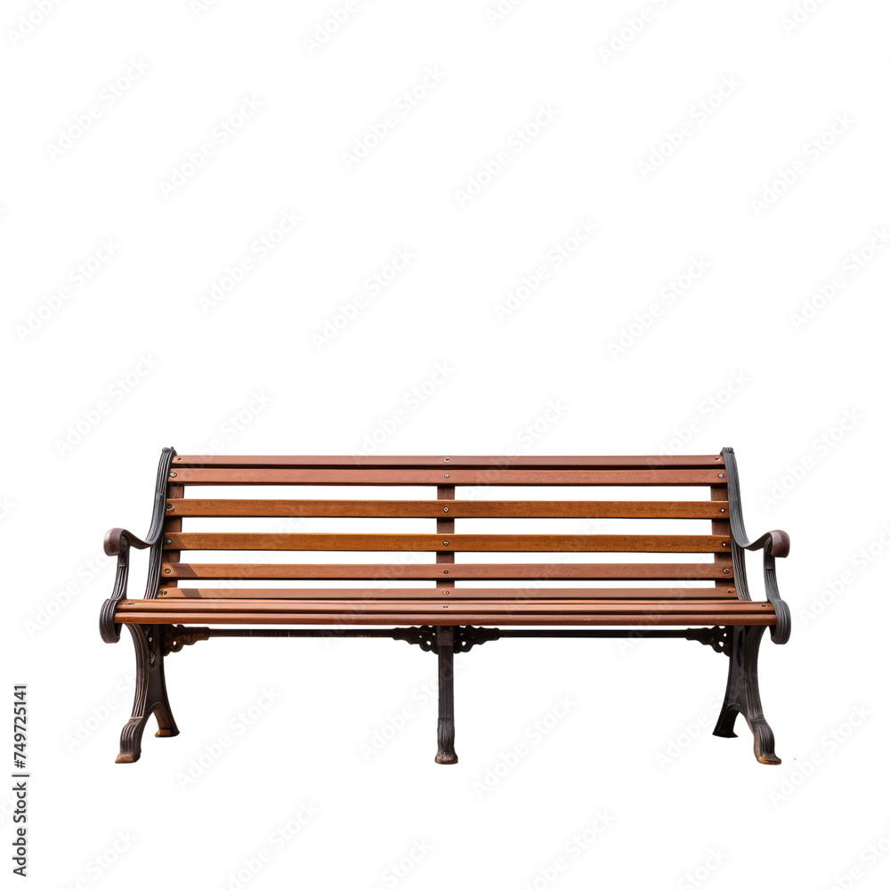 Wooden park bench Isolated on transparent background Wooden park bench Isolated on transparent background