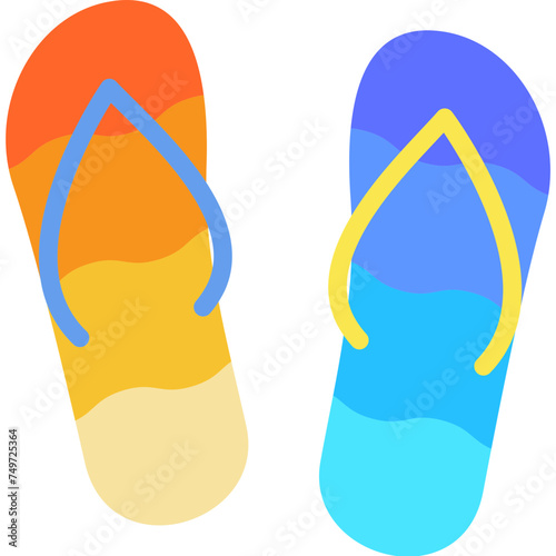 flip flops flat icon for decoration, website, web, mobile app, printing, banner, logo, poster design, etc.
