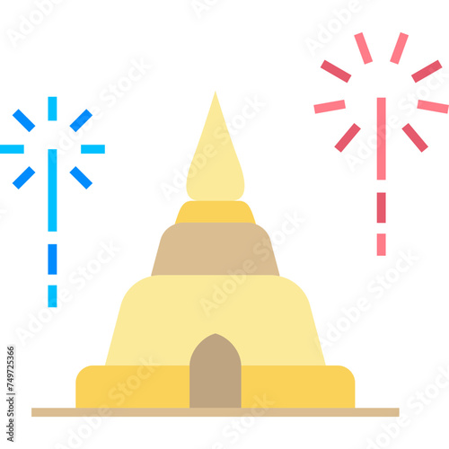 thai stupa flat icon for decoration, website, web, mobile app, printing, banner, logo, poster design, etc.
