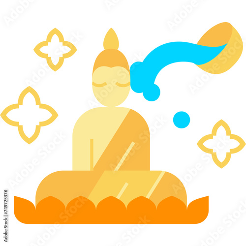 buddha pouring ceremony flat icon for decoration, website, web, mobile app, printing, banner, logo, poster design, etc.
